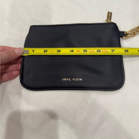 Anne Klein Black Wristlet/Clutch with Gold Accent Letters and Gold Chain Handle - Picture 6 of 6